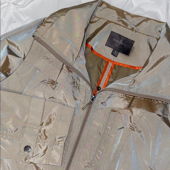 Cole Haan Gold Packable Raincoat Sz M Like New